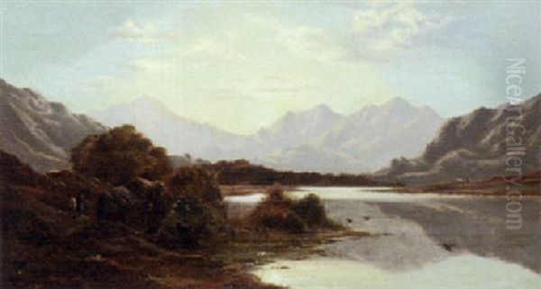 Figures In A Landscape Oil Painting by Charles Leslie