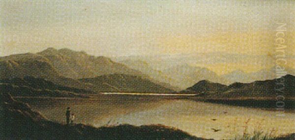 Highland Loch View Oil Painting by Charles Leslie