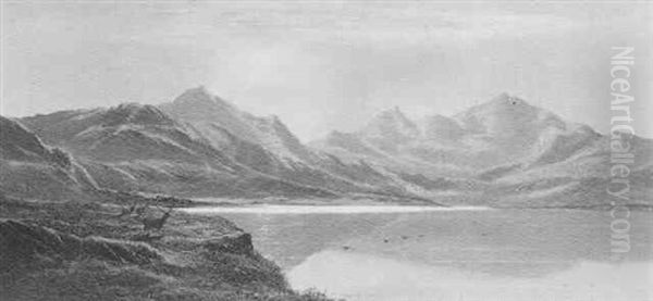 Ben Dhu, Rannoch, N.b. Oil Painting by Charles Leslie