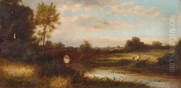 Landschaft Mit Bach Und Brucke Oil Painting by Charles Robert Leslie