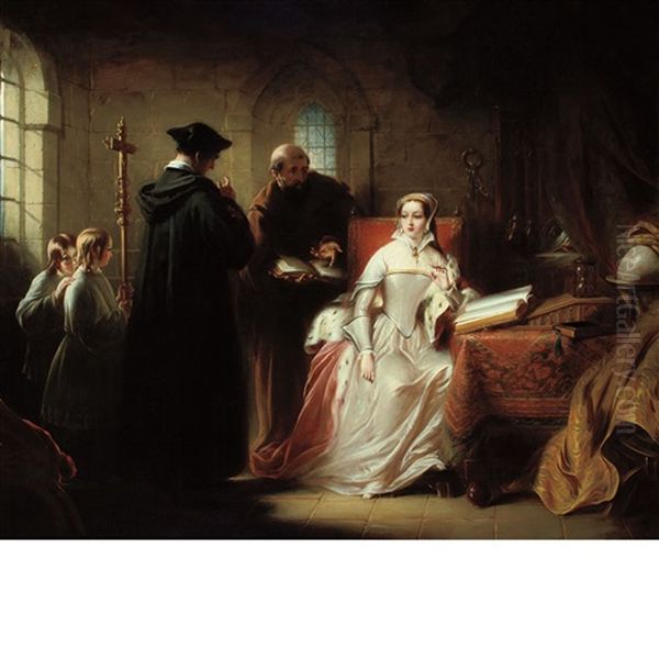 Lady Jane Grey With Dr. John Feckenham Oil Painting by Charles Robert Leslie