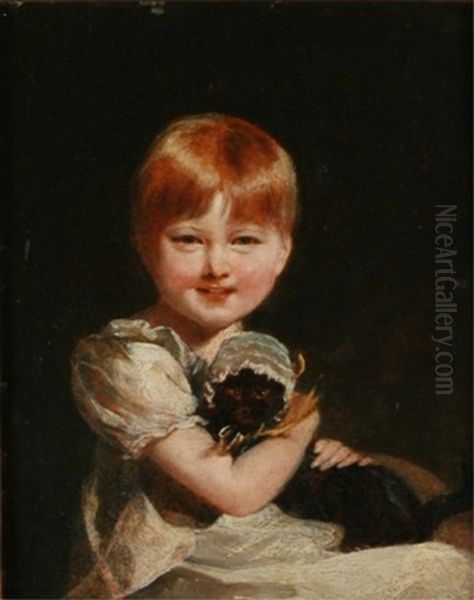 Child And Cat Oil Painting by Charles Robert Leslie