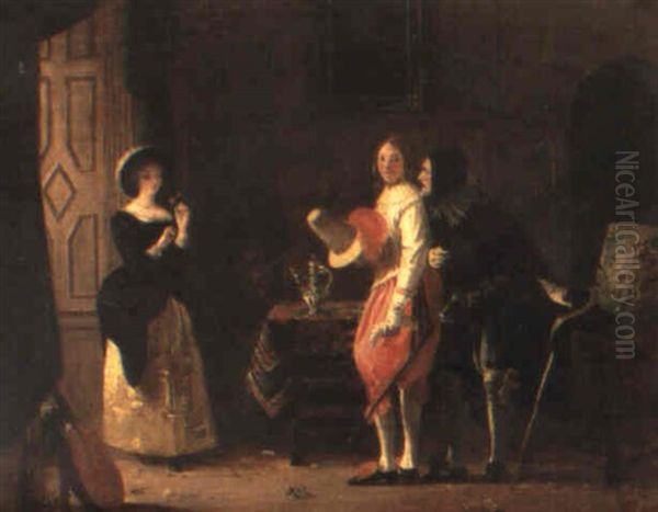 Slender, With The Assistance Of Shallow, Courting Anne Page Oil Painting by Charles Robert Leslie