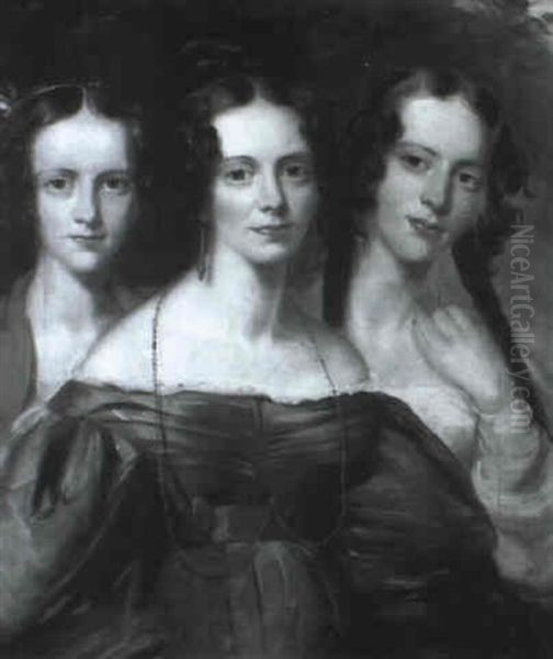 Portrait Of The Barclay Sisters Oil Painting by Charles Robert Leslie