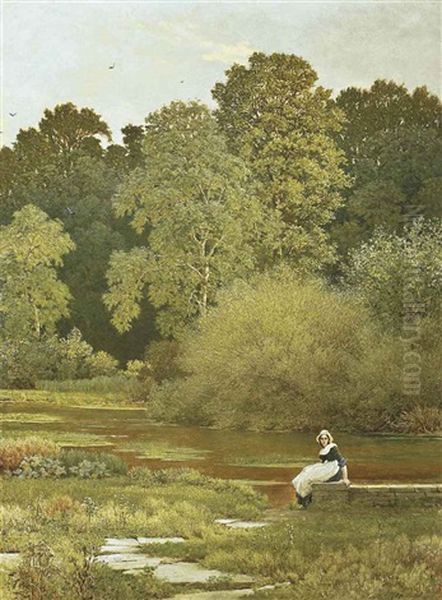 Riverside, Wallingford, Berkshire Oil Painting by George Dunlop Leslie