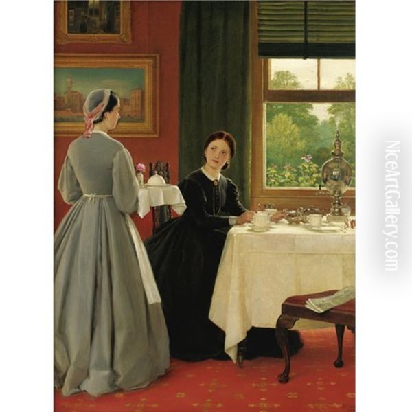 Afternoon Tea Oil Painting by George Dunlop Leslie