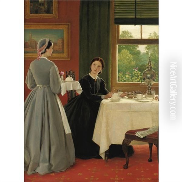 Afternoon Tea Oil Painting by George Dunlop Leslie