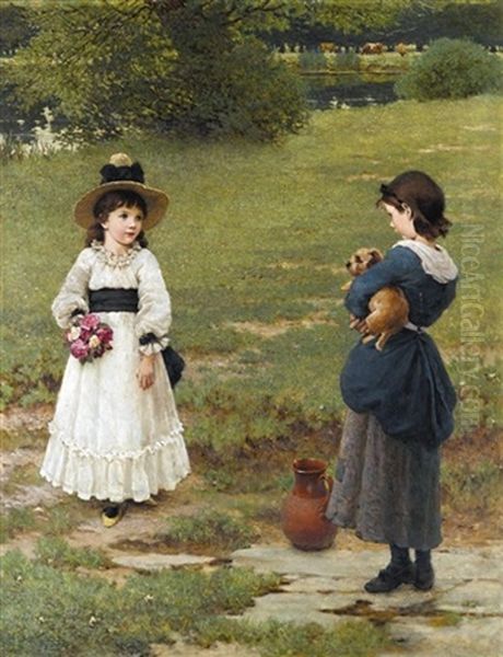 The Town And Country Mouse Oil Painting by George Dunlop Leslie