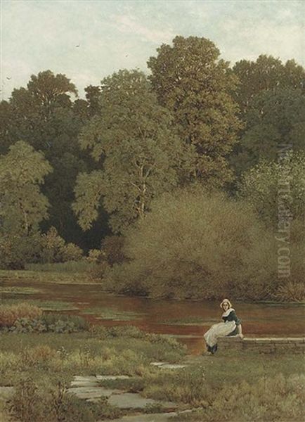 Riverside, Wallingford Oil Painting by George Dunlop Leslie