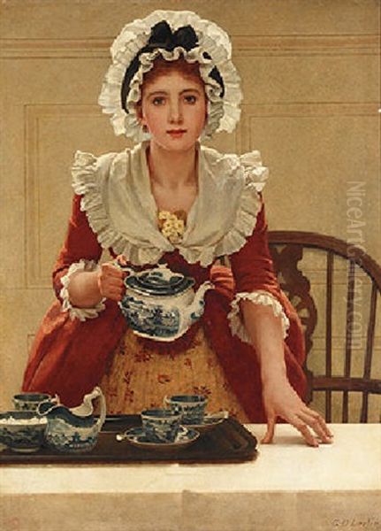 Tea Oil Painting by George Dunlop Leslie