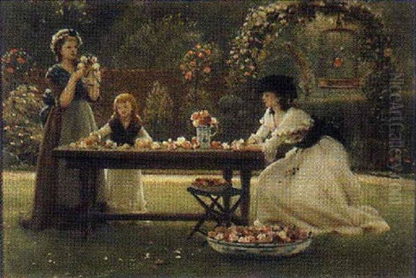 A Feast Of Roses Oil Painting by George Dunlop Leslie