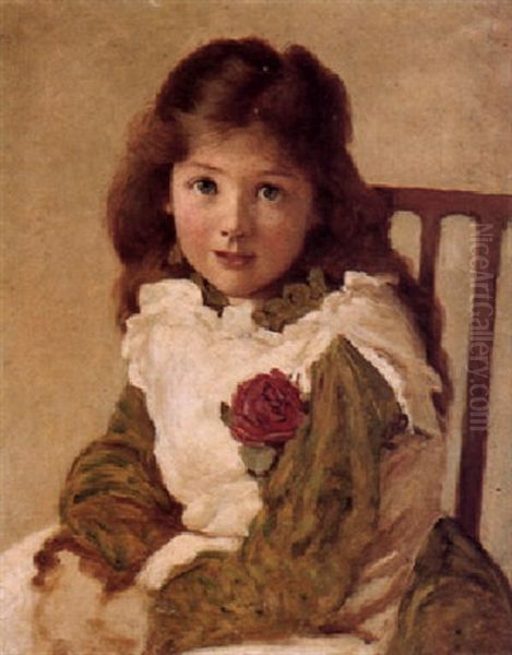 A Portrait Of The Artist's Daughter Oil Painting by George Dunlop Leslie