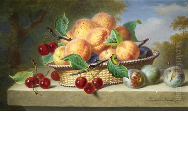 Still Life Of Fruits Oil Painting by Ange Louis Guillaume Lesourd-Beauregard