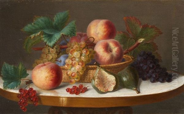 Still Lifes With Fruits (pair) Oil Painting by Ange Louis Guillaume Lesourd-Beauregard