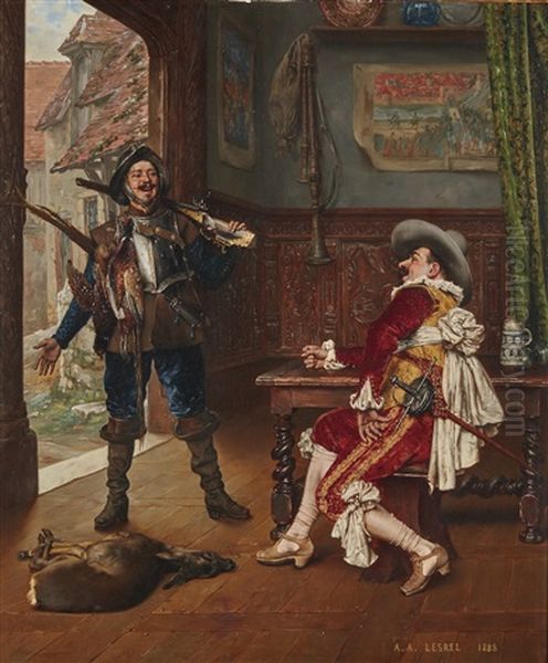 Retour De Chasse Oil Painting by Adolphe Alexandre Lesrel