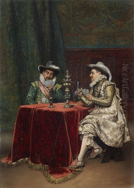 A Winning Hand Oil Painting by Adolphe Alexandre Lesrel