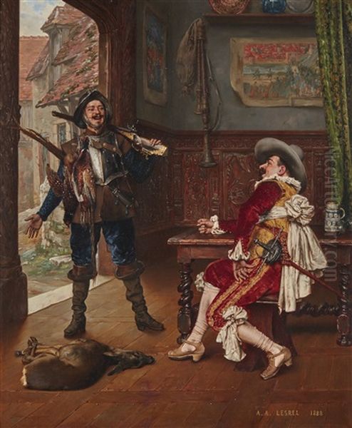 Retour De Chasse Oil Painting by Adolphe Alexandre Lesrel