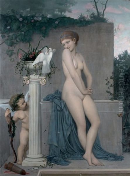 Aphrodite Et Cupidon Oil Painting by Adolphe Alexandre Lesrel