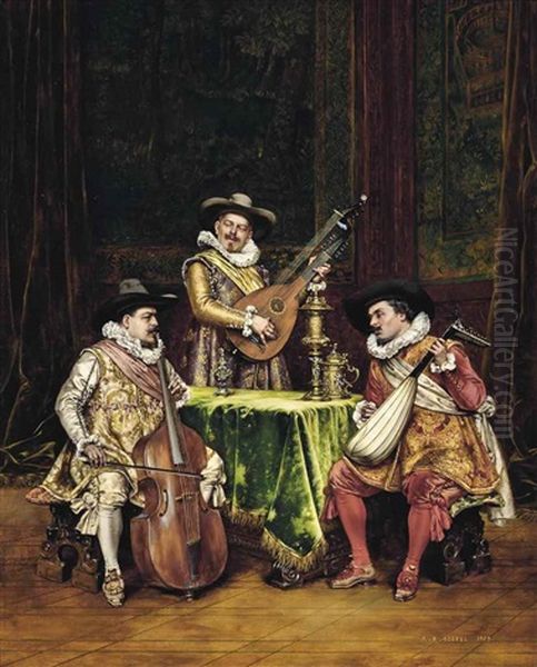 The Court Musicians Oil Painting by Adolphe Alexandre Lesrel