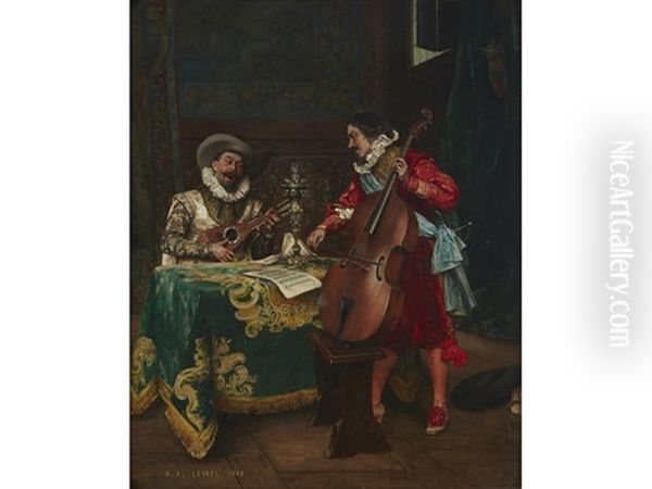 The Duet Oil Painting by Adolphe Alexandre Lesrel