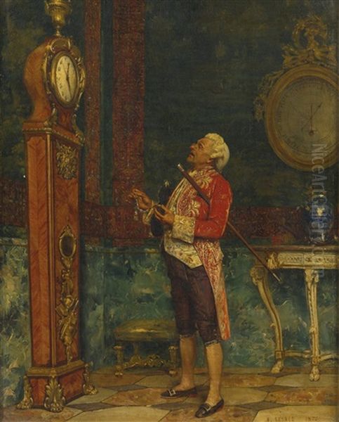 Checking The Time Oil Painting by Adolphe Alexandre Lesrel