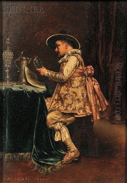 The Mandolin Player Oil Painting by Adolphe Alexandre Lesrel