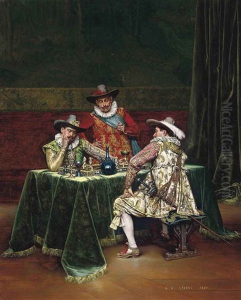 Checkmate Oil Painting by Adolphe Alexandre Lesrel