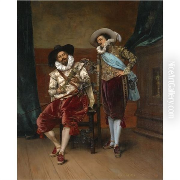 Les Cavaliers Oil Painting by Adolphe Alexandre Lesrel