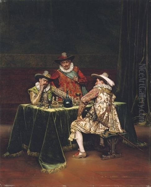 Checkmate Oil Painting by Adolphe Alexandre Lesrel