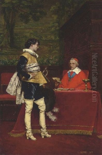 An Audience With Richelieu Oil Painting by Adolphe Alexandre Lesrel