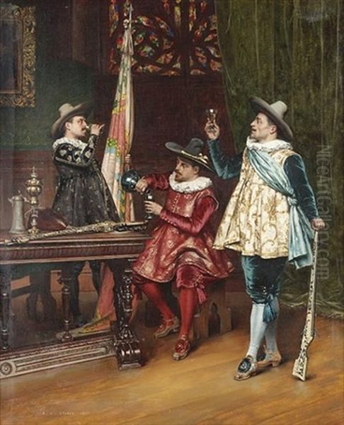 The Musketeers Oil Painting by Adolphe Alexandre Lesrel