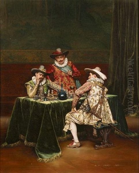 Checkmate Oil Painting by Adolphe Alexandre Lesrel