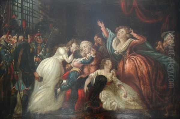 The Last Interview Of Louis Xvi With His Family Oil Painting by Charles Benazech