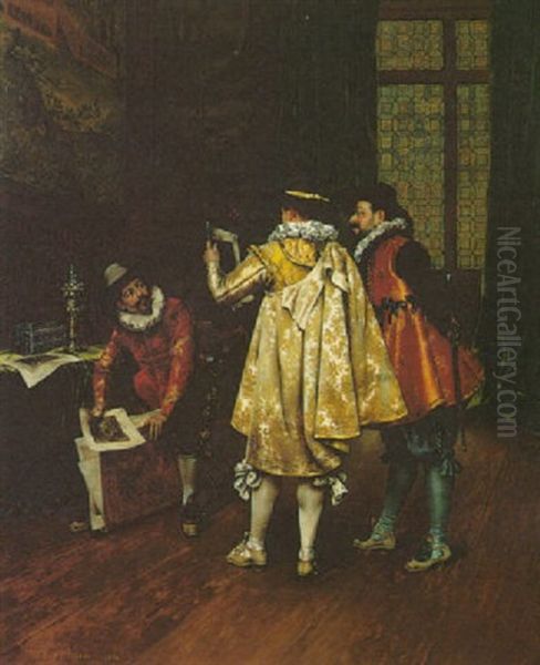 The Three Connoisseurs Oil Painting by Adolphe Alexandre Lesrel