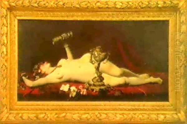 Nu, En Hommage A Bacchus Oil Painting by Adolphe Alexandre Lesrel