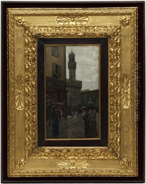 Florence, Piazza Della Signoria Oil Painting by Giovanni Lessi