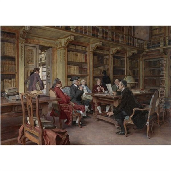 The Bibliophiles Oil Painting by Tito Lessi