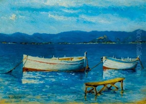 La Baie De Sainte Maxime Oil Painting by Ernest-Louis Lessieux