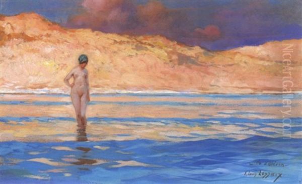 A La Plage, Ile D'oleron Oil Painting by Ernest-Louis Lessieux