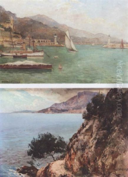 View Of Cap Martin, Monaco Oil Painting by Ernest-Louis Lessieux