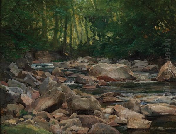 Waldbach Oil Painting by Karl Friedrich Lessing