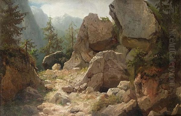 Felsen Im Gebirge Oil Painting by Karl Friedrich Lessing