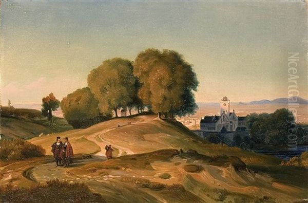 Das Kloster Oberhalb Des Tals Oil Painting by Karl Friedrich Lessing