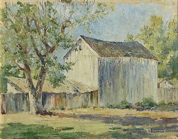 The White Barn Oil Painting by Evangeline Benbow