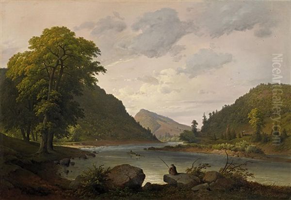 Sommerabend Am Fluss Oil Painting by Karl Friedrich Lessing