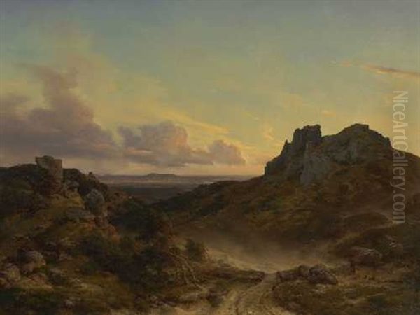 Harzlandschaft Im Abendlicht Oil Painting by Karl Friedrich Lessing