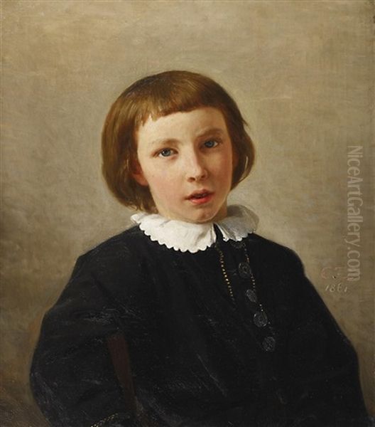 Portrat Eines Jungen Oil Painting by Karl Friedrich Lessing