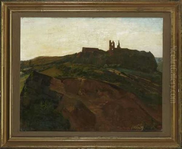 Harzlandschaft Mit Burgruine Oil Painting by Konrad Ludwig Lessing