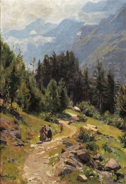 Spaziergang In Den Dolomiten, Tirol Oil Painting by Konrad Ludwig Lessing