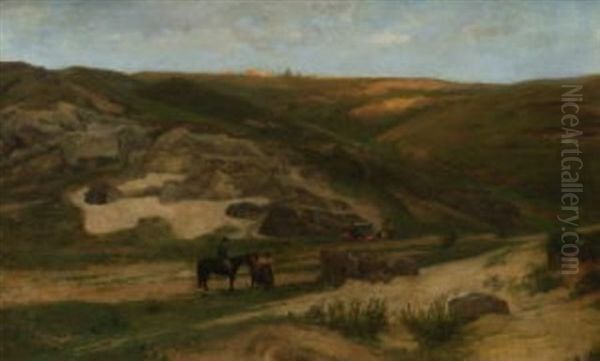 Abendstimmung In Einem Felsigen Tal Oil Painting by Konrad Ludwig Lessing